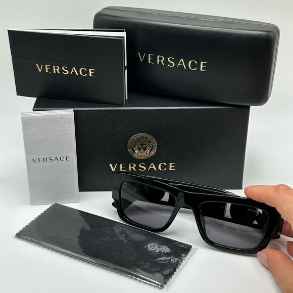 BRAND NEW VERSACE VE4416U GB1/81 Black/Polarized Dark Grey Unisex Sunglasses